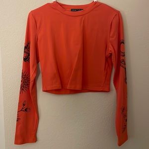 Orange long sleeve crop top